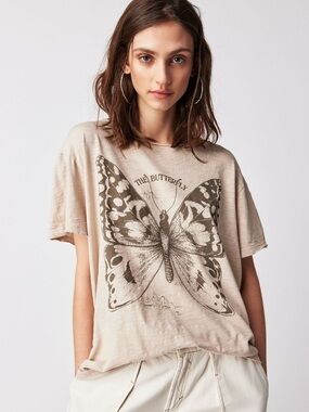 ISO Free People Midnight Rider Thee Butterfly Tee - Beige in XS or S